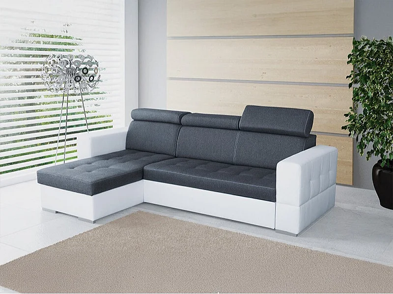 Sofá rinconero Temple 106, Gris, Función de descanso, Almacenaje, 265x175x101cm