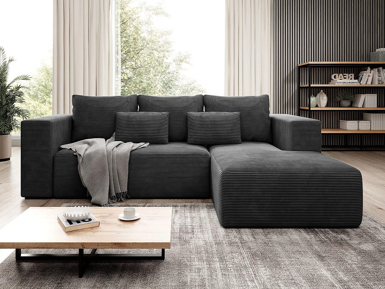 Canapé d'angle Arvada 116, Gris, Fonction de couchage, Boîte de literie, 255x161x91cm