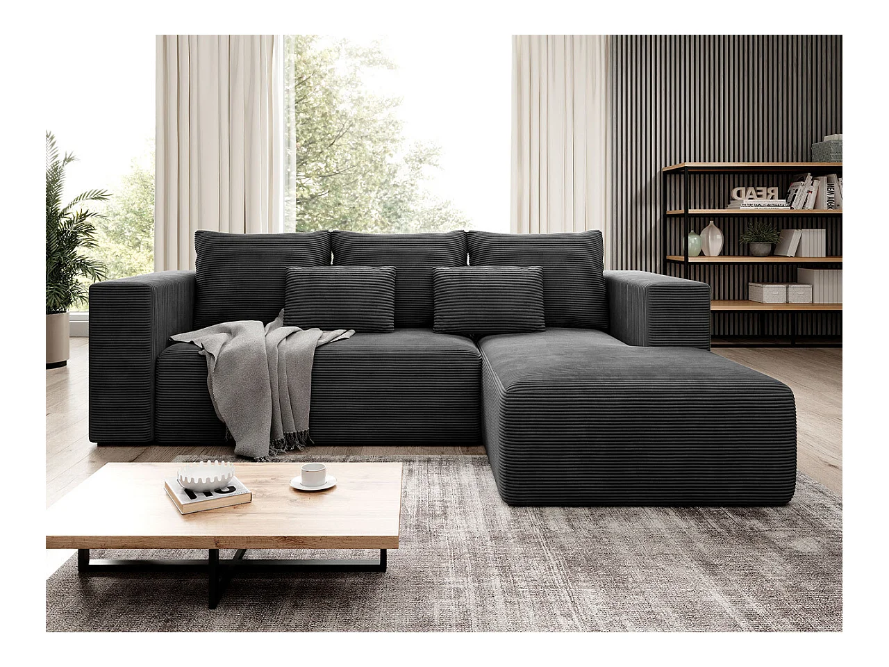 Canapé d'angle Arvada 116, Gris, Fonction de couchage, Boîte de literie, 255x161x91cm
