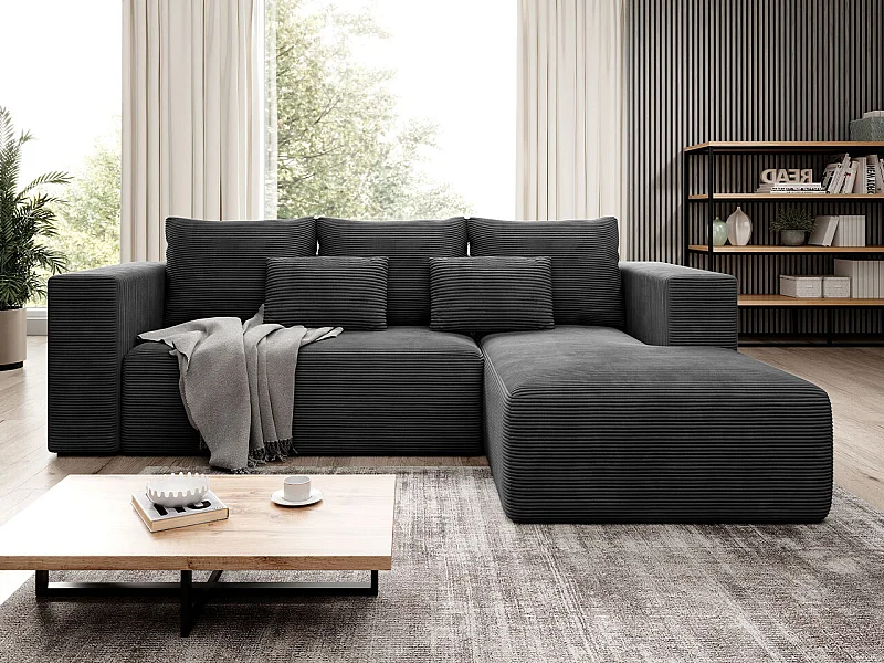 Sofá rinconero Arvada 116, Gris, Función de descanso, Almacenaje, 255x161x91cm