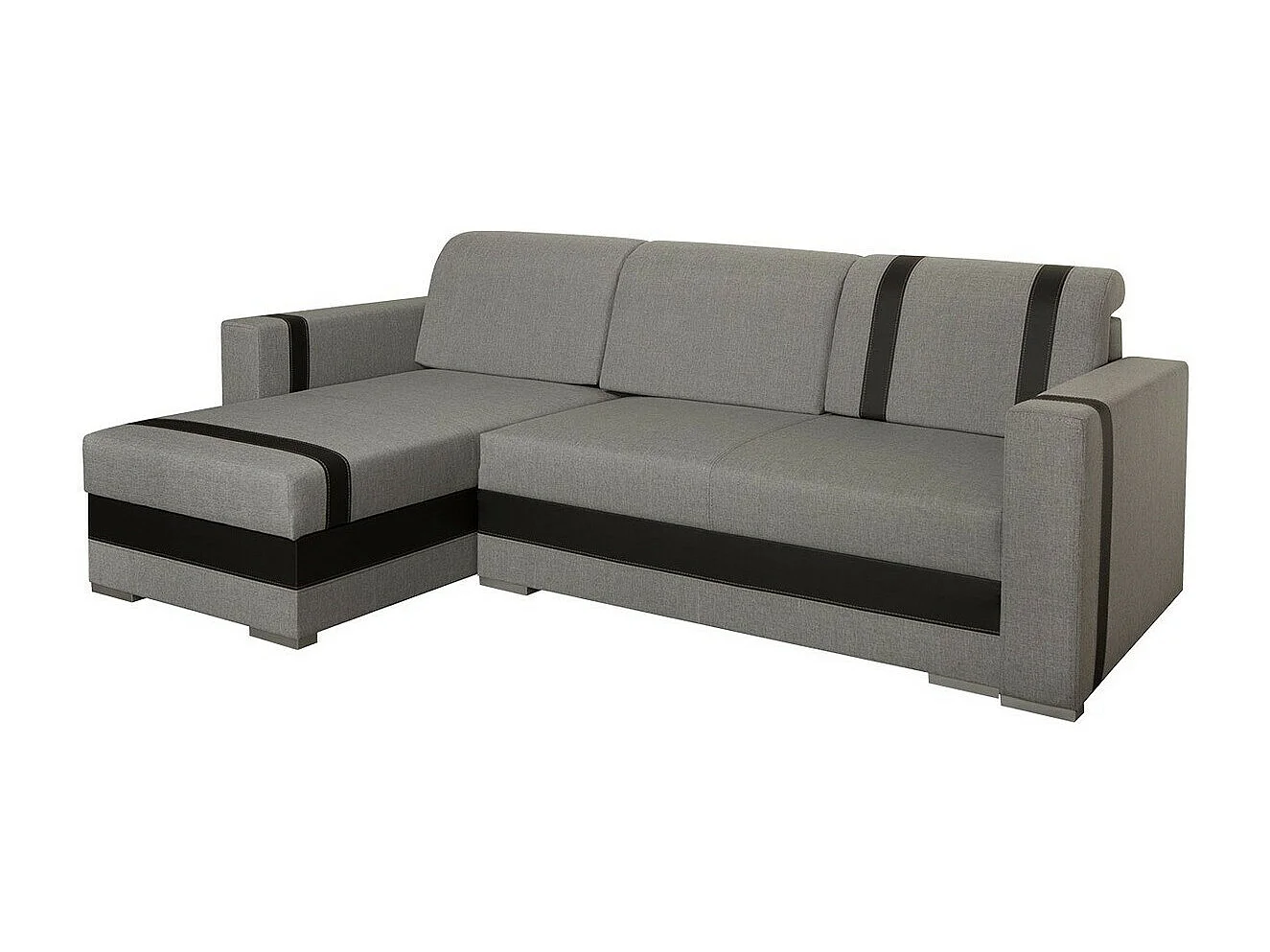 Canapé d'angle Edinburg 101, Gris, Fonction de couchage, Boîte de literie, 235x155x82cm