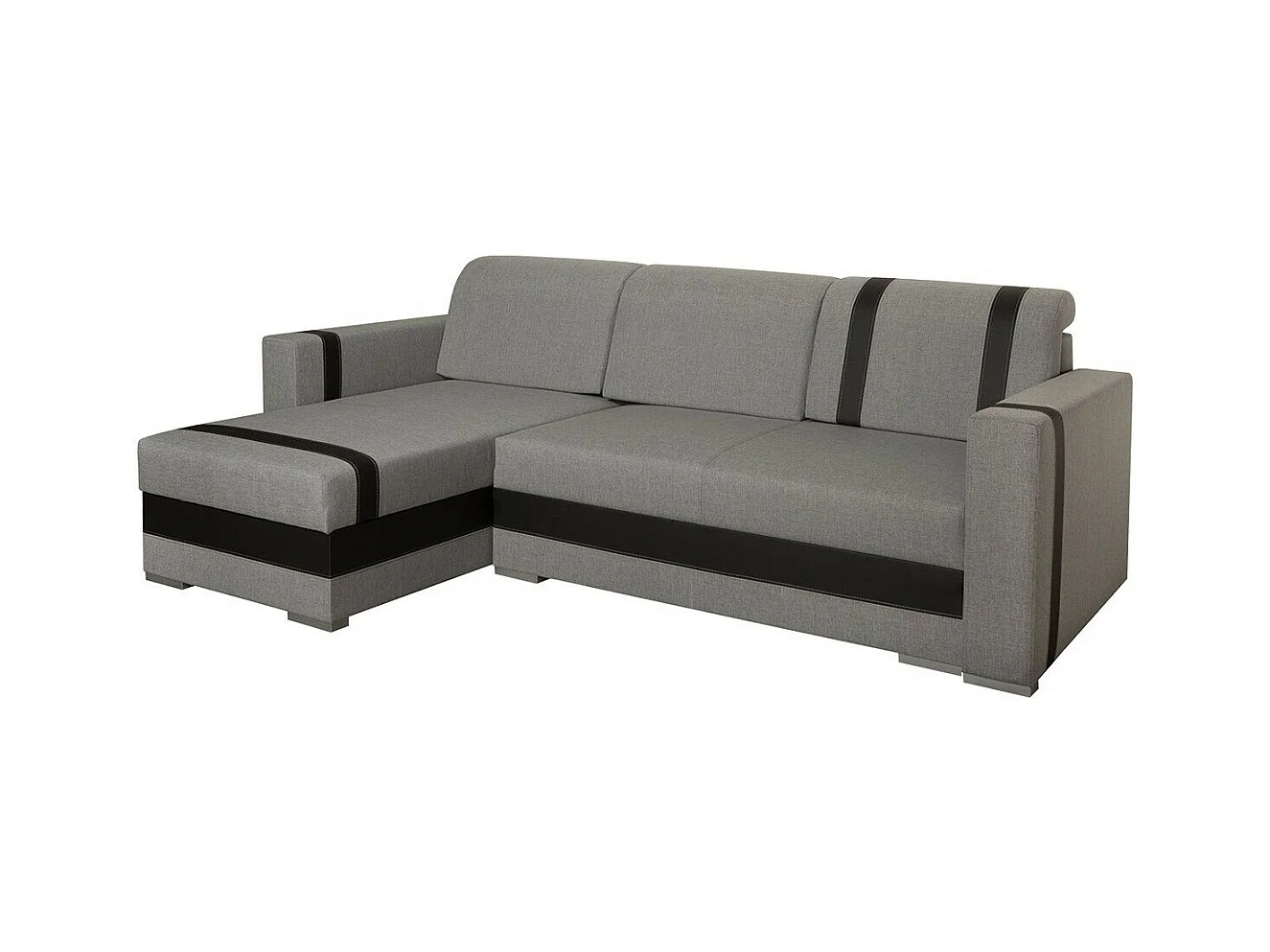 Canapé d'angle Edinburg 101, Gris, Fonction de couchage, Boîte de literie, 235x155x82cm
