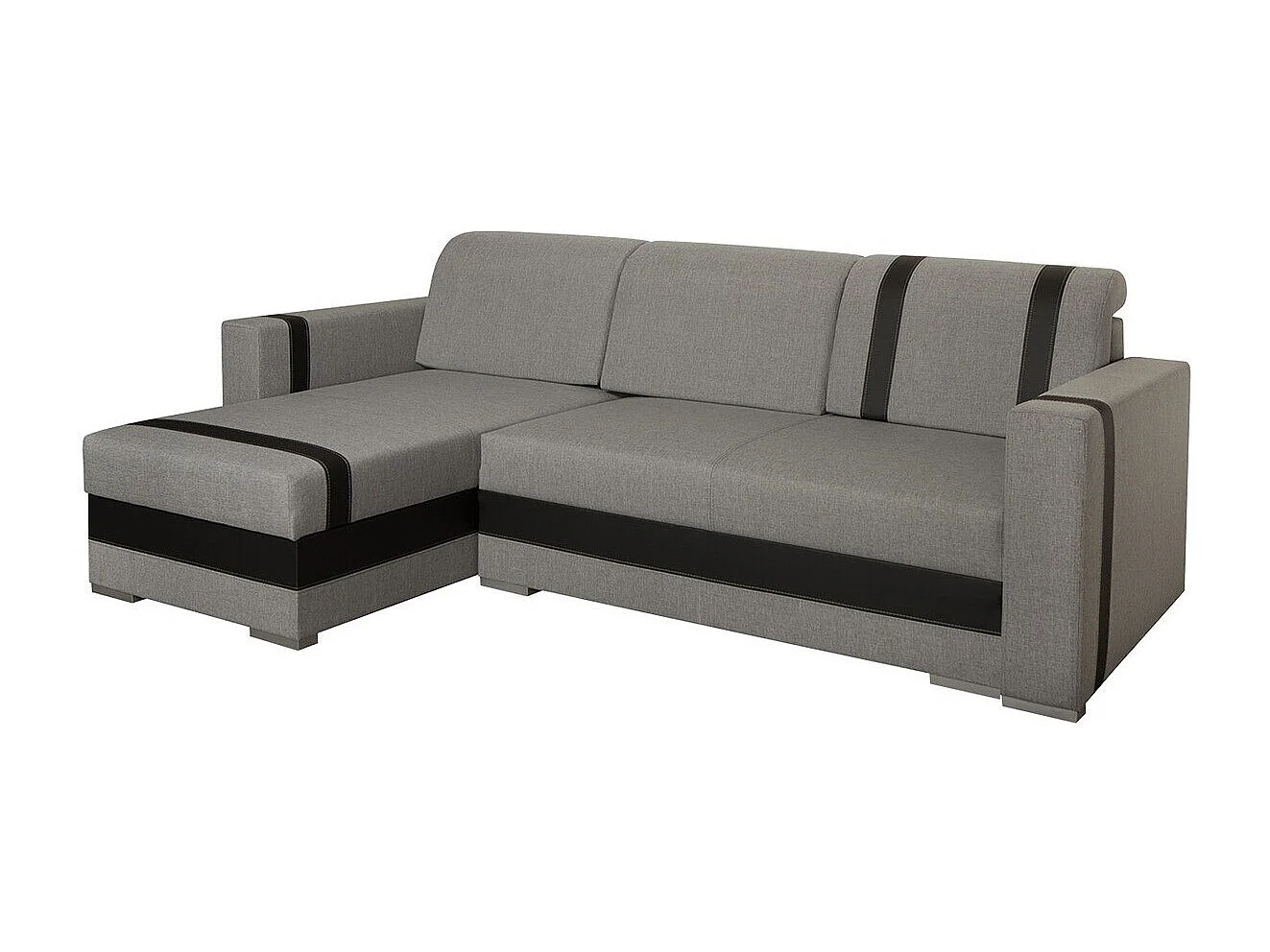 Sofá rinconero Edinburg 101, Gris, Función de descanso, Almacenaje, 235x155x82cm