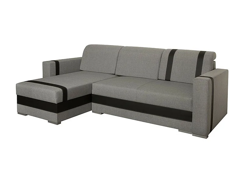 Sofá rinconero Edinburg 101, Gris, Función de descanso, Almacenaje, 235x155x82cm