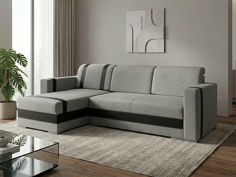 Canapé d'angle Edinburg 101, Gris, Disponible, 235x155x82cm