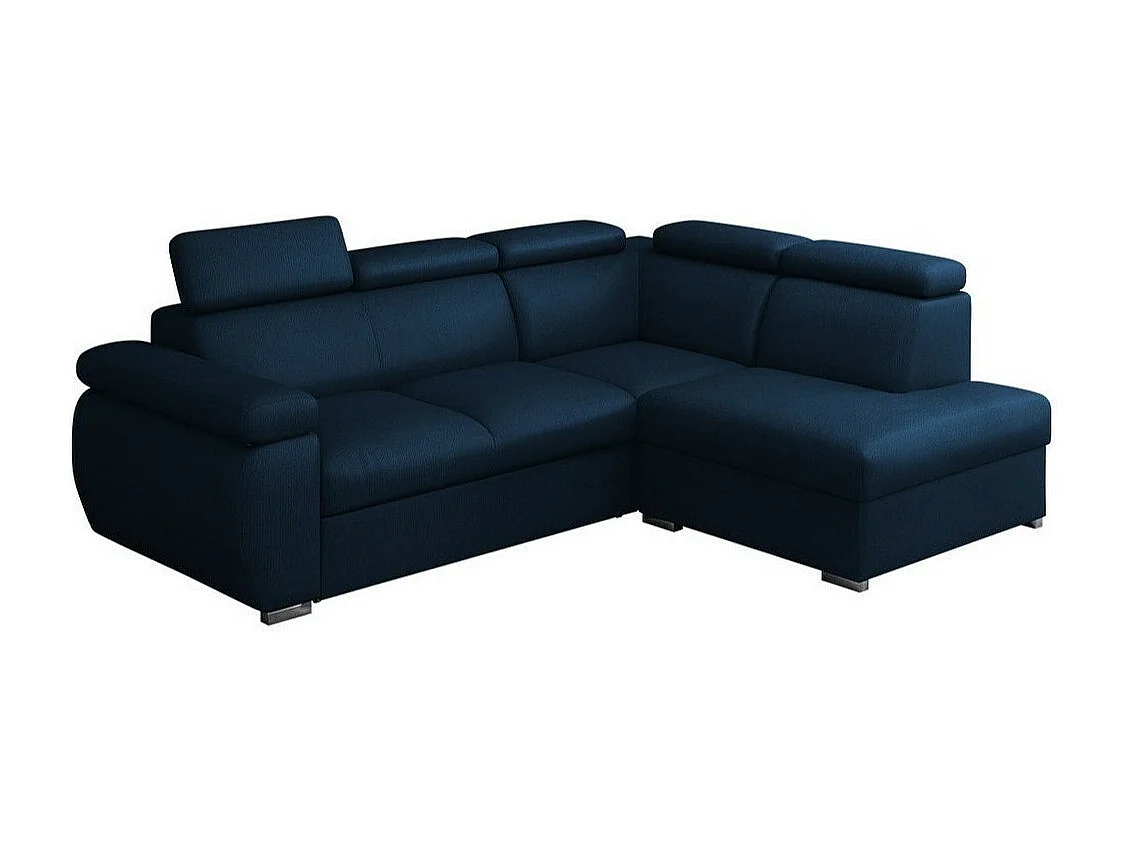 Divano angolare Columbus 161, Blu, Funzione di sonno, Scatola da letto, 260x200x85cm