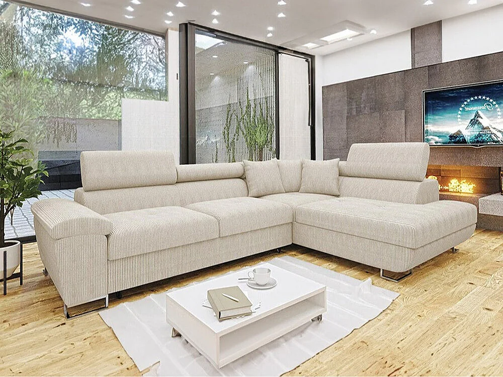 Canapé d'angle Comfivo 139, Brun clair, Disponible, 270x202x71cm