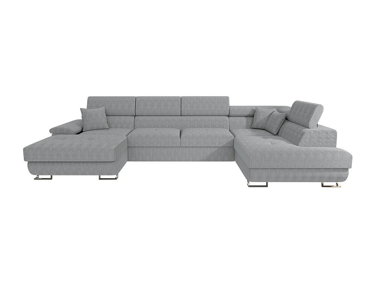 Sofá rinconero Comfivo 138, Gris, Función de descanso, Almacenaje, 345x202x71cm