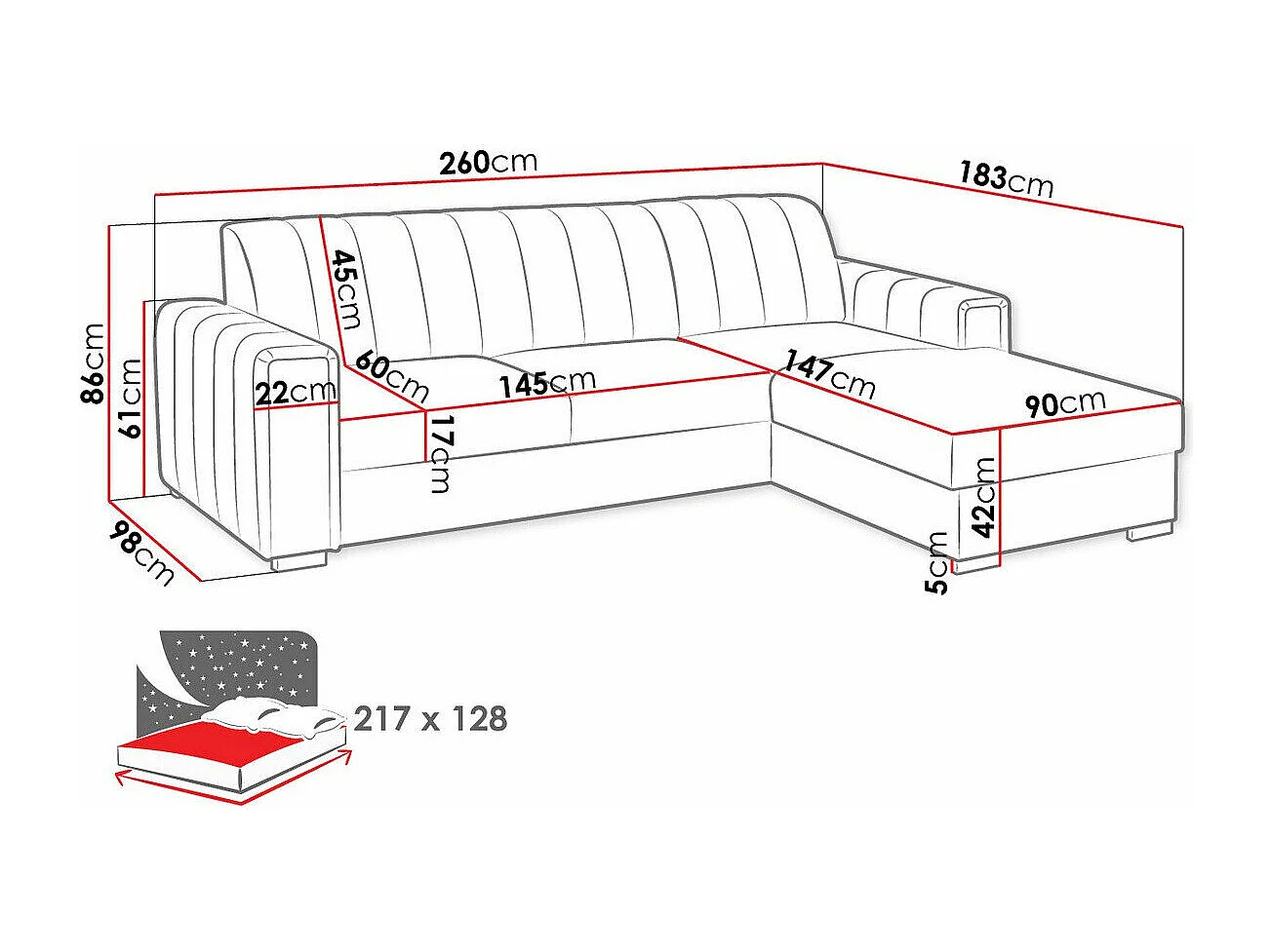 Sofá de canto Columbus 166, Verde, Funcionalidade de dormir, 26x18x9cm