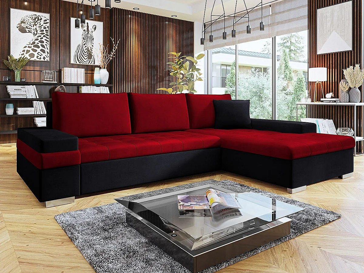 Divano angolare Comfivo 212, Rosso, Con, 274x182x83cm