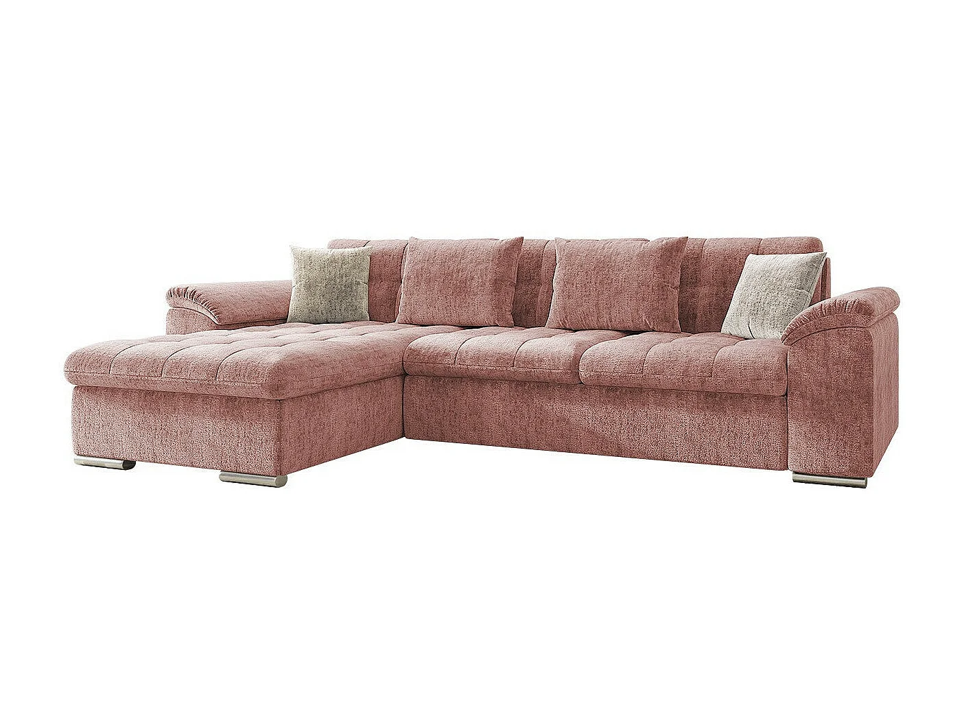 Canapé d'angle Comfivo 107, Rose, Fonction de couchage, Boîte de literie, 280x160x76cm