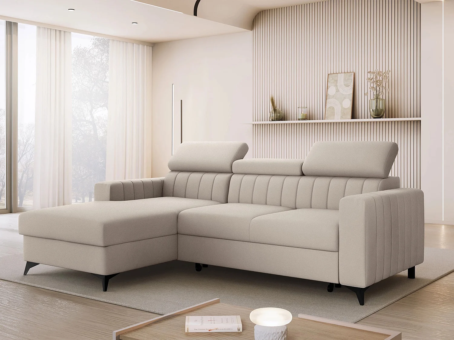 Canapé d'angle Columbus 170, Brun clair, Disponible, 236x172x82cm