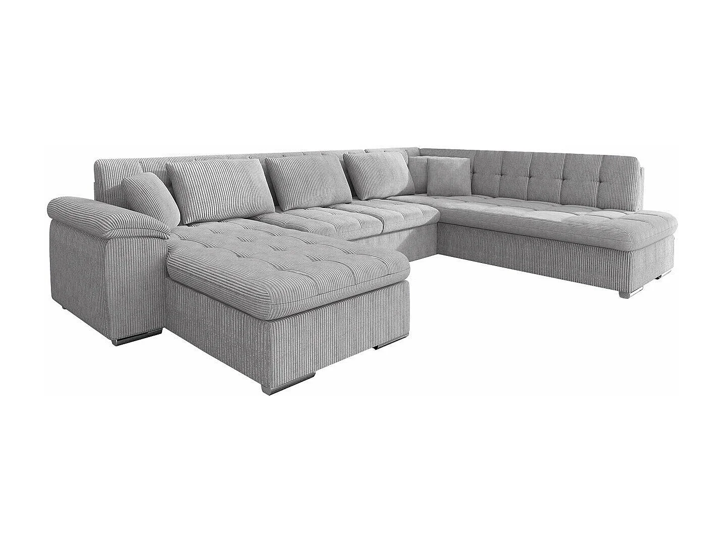 Sofá rinconero Comfivo 114, Gris, Función de descanso, Almacenaje, 348x205x76cm