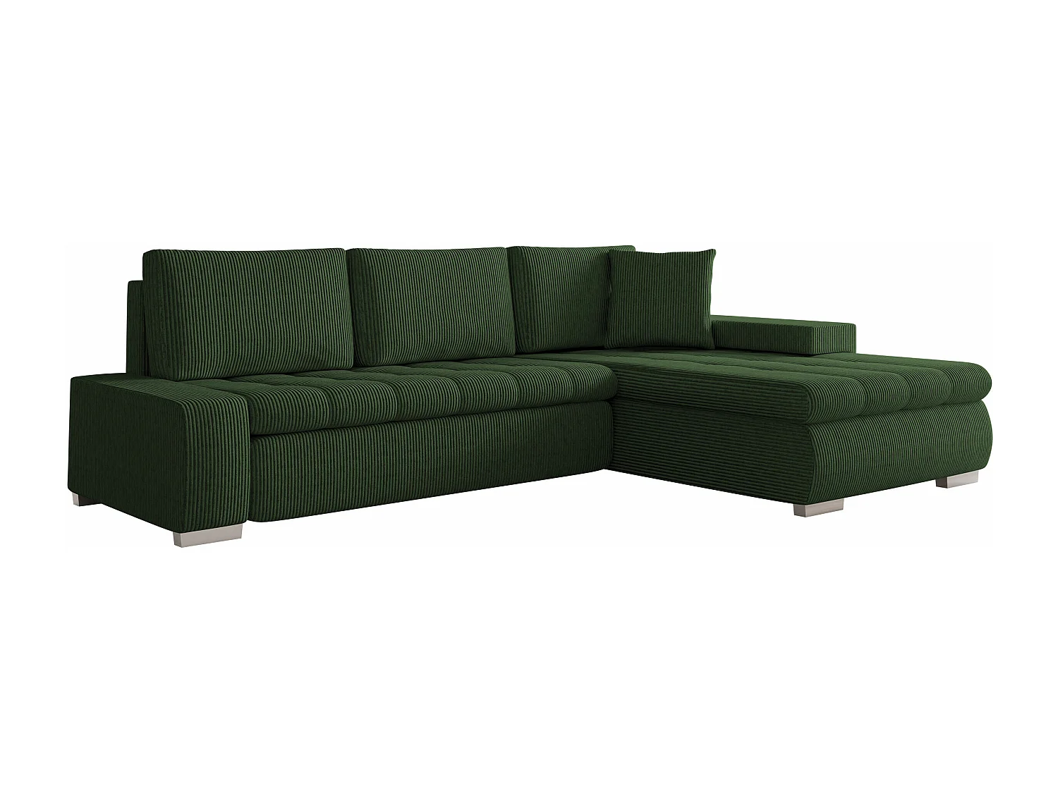 Sofá rinconero Comfivo 112, Verde, Función de descanso, Almacenaje, 265x185x85cm