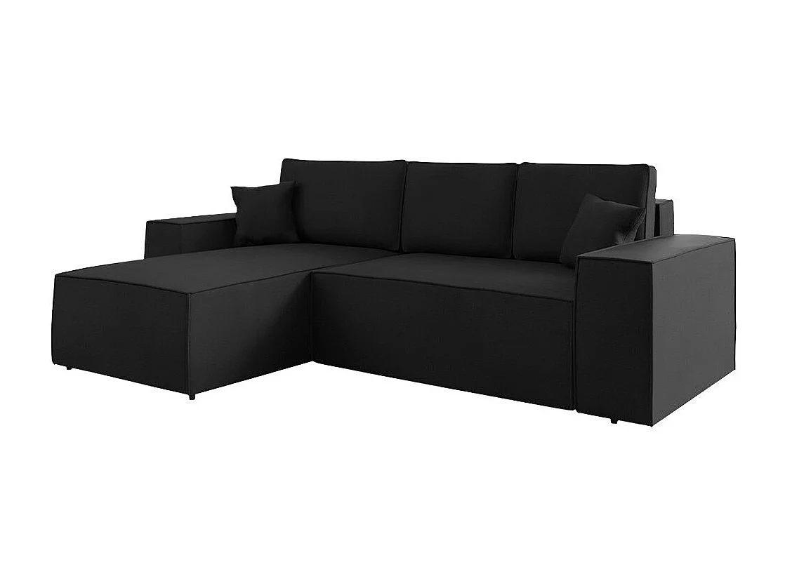 Sofá rinconero Clovis 108, Negro, Función de descanso, Almacenaje, 279x174x94cm