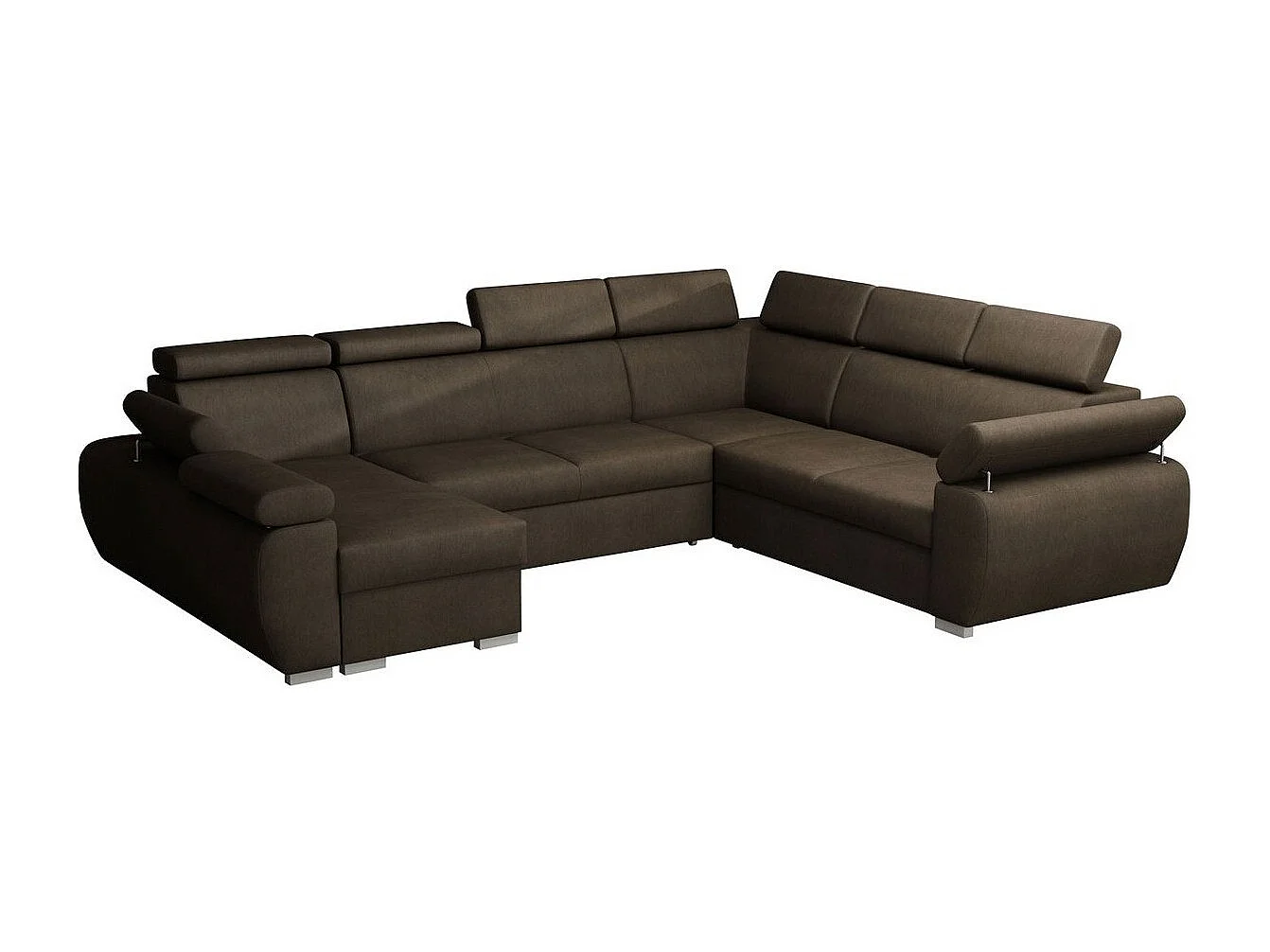 Sofá rinconero Columbus 134, Marrón, Función de descanso, Almacenaje, 325x260x85cm