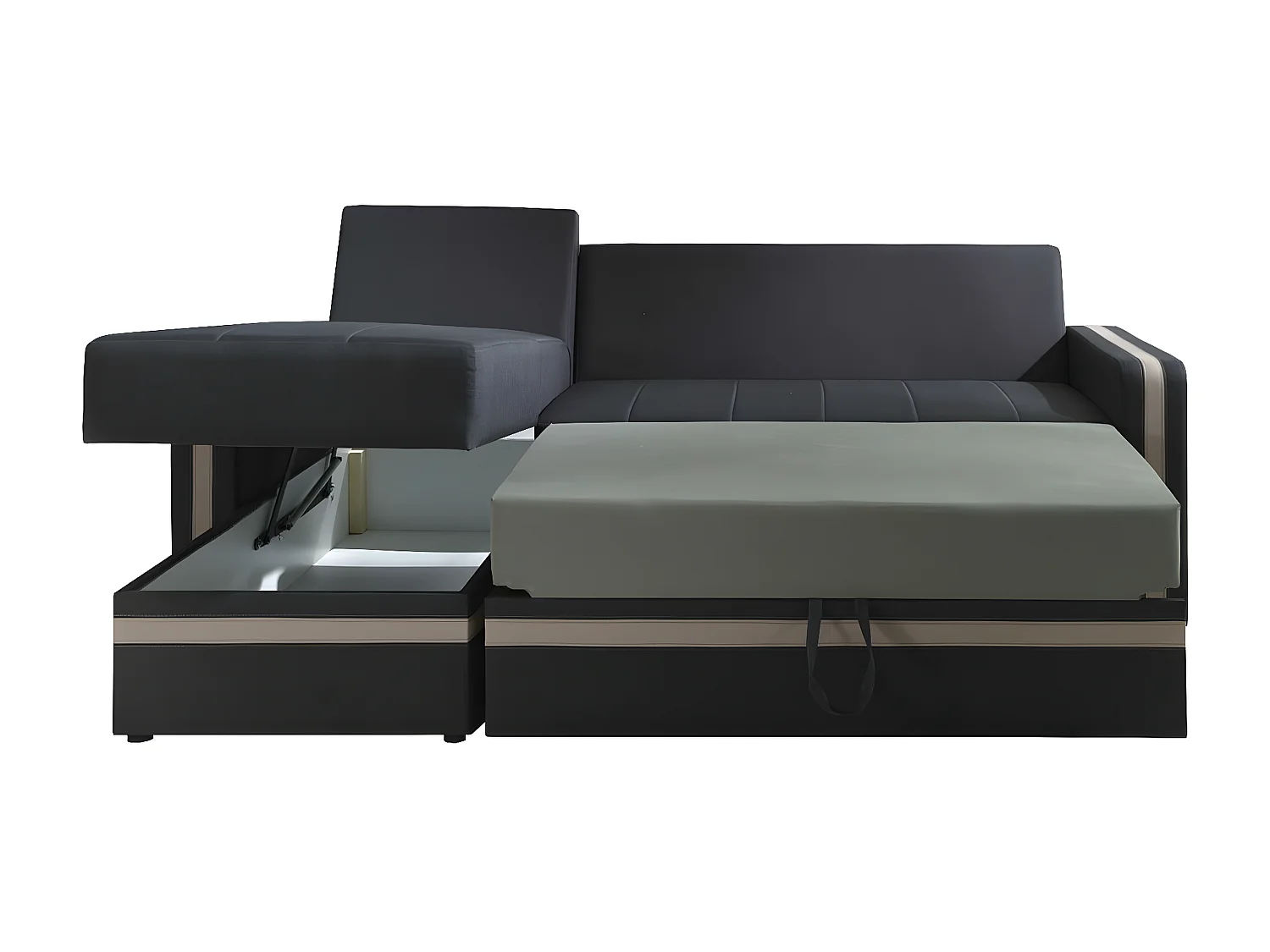 Sofá de canto Providence 121, Cinzento, Funcionalidade de dormir