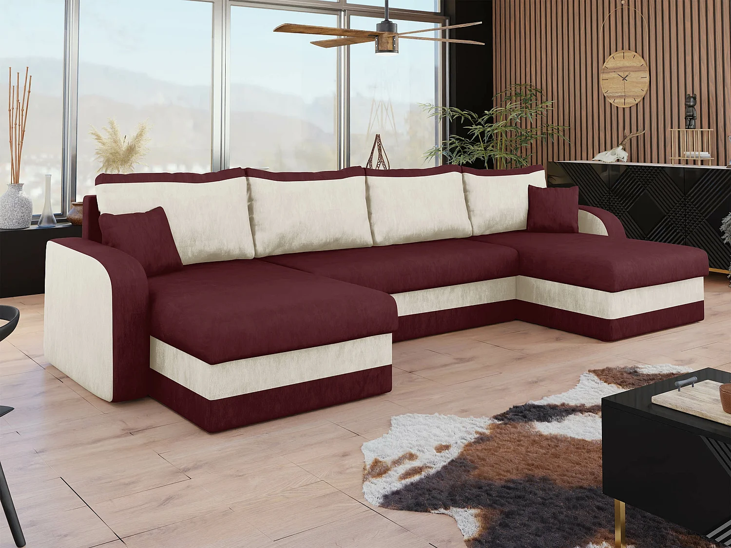 Canapé d'angle Comfivo 500, Rose, Disponible, 304x140x80cm