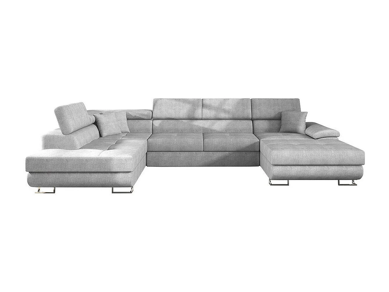 Sofá rinconero Comfivo 190, Gris, Función de descanso, Almacenaje, 345x202x71cm