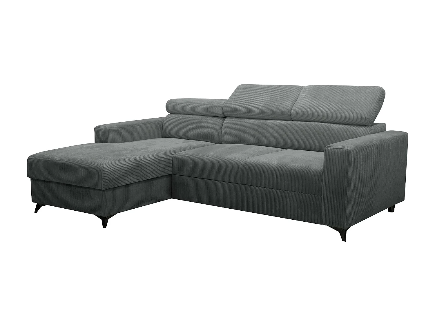 Sofá rinconero Columbus 191, Gris, Función de descanso, Almacenaje, 236x172x82cm