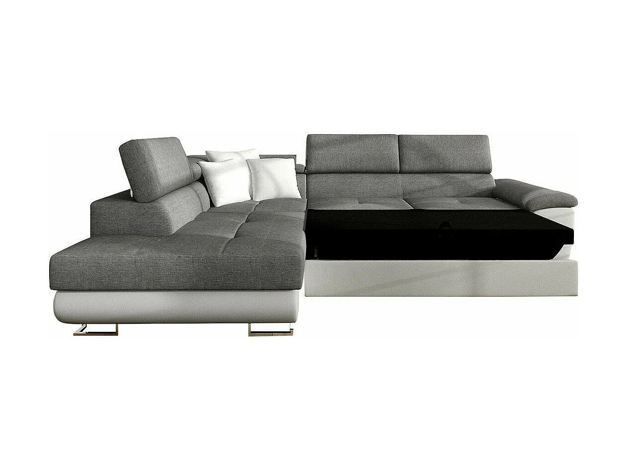 Sofá rinconero Comfivo 166, Gris, Función de descanso, Almacenaje, 270x202x71cm