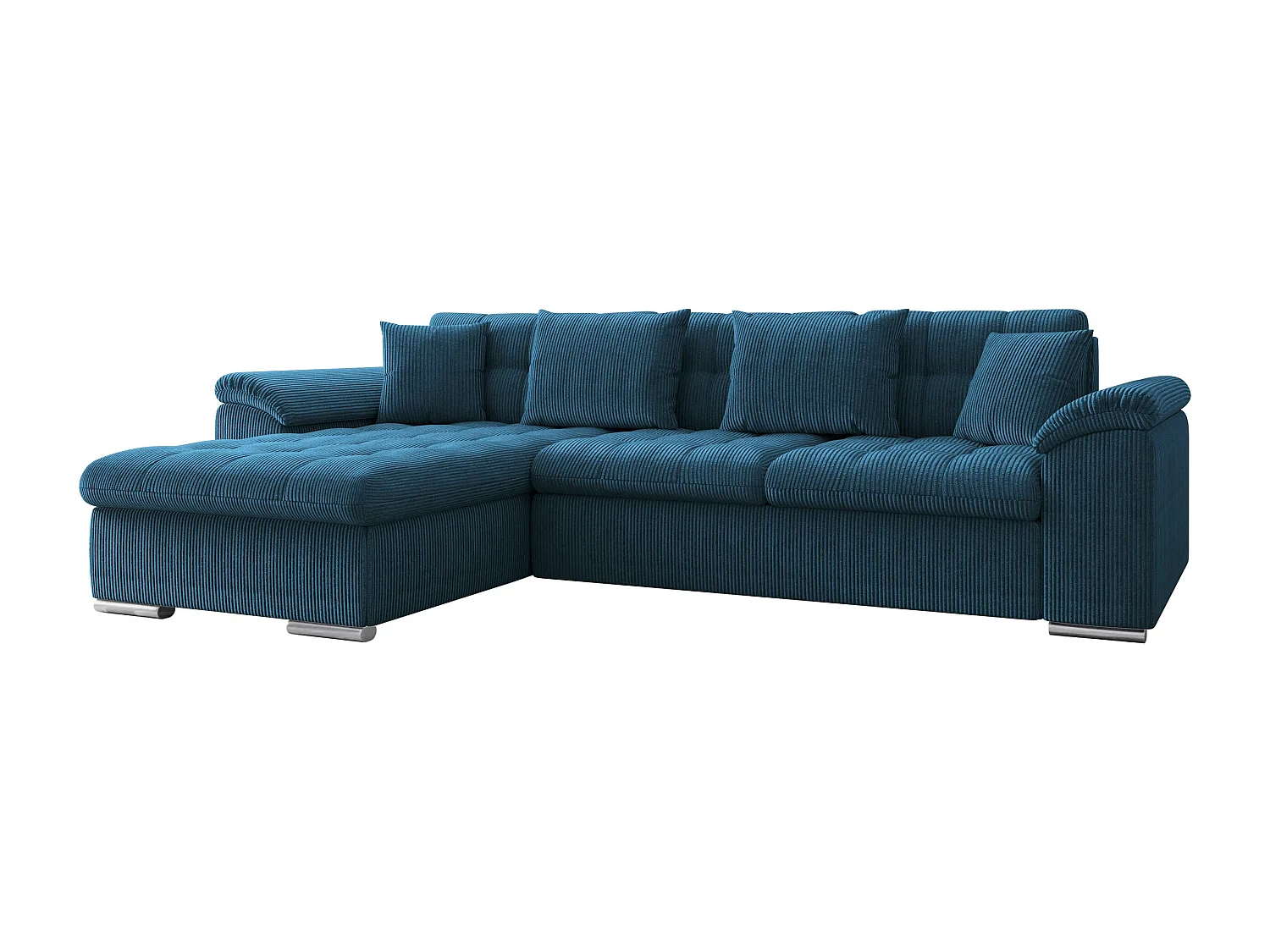 Sofá rinconero Comfivo 107, Azul, Función de descanso, Almacenaje, 280x160x76cm