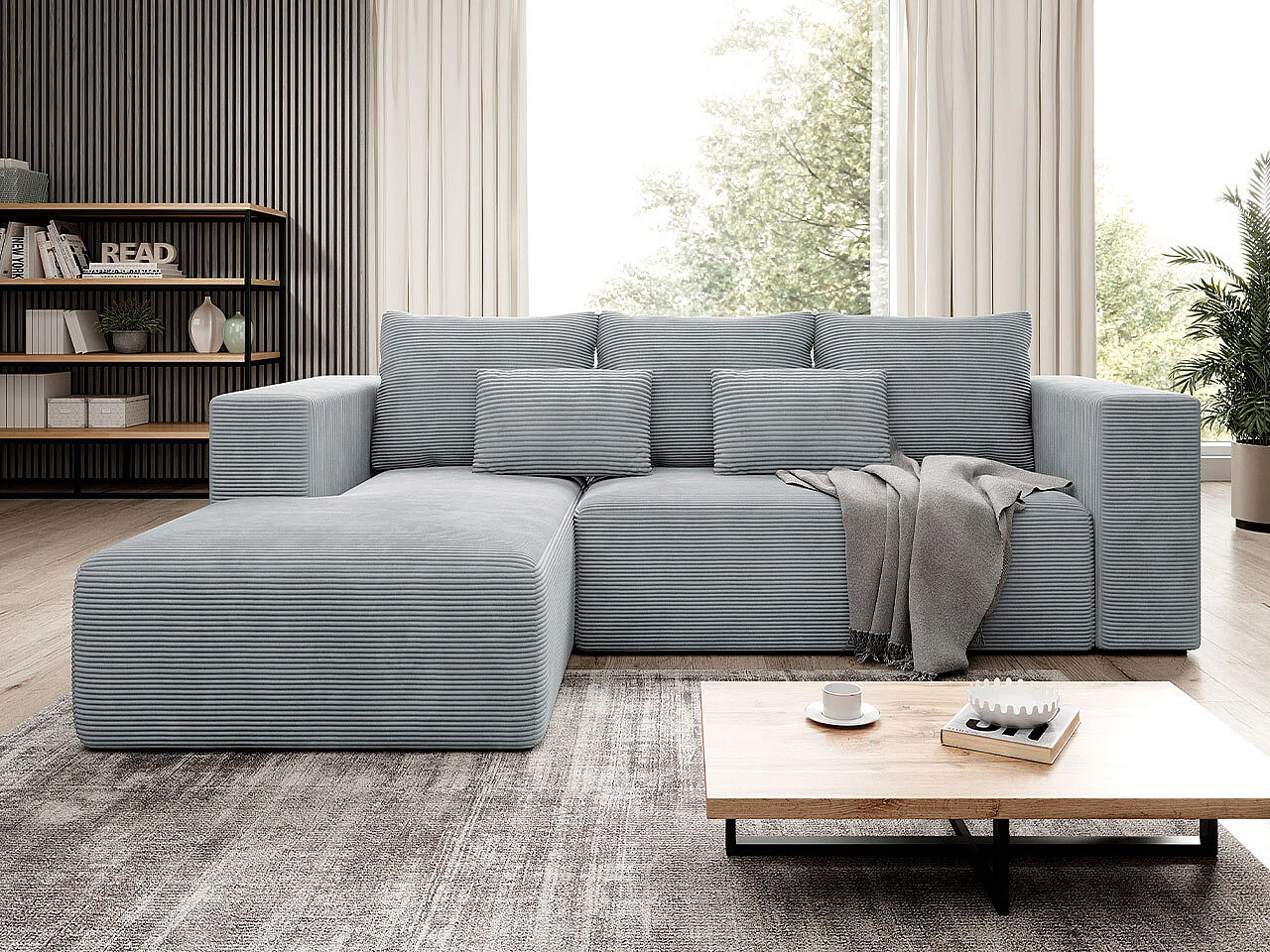 Canapé d'angle Arvada 116, Gris, Fonction de couchage, Boîte de literie, 255x161x91cm