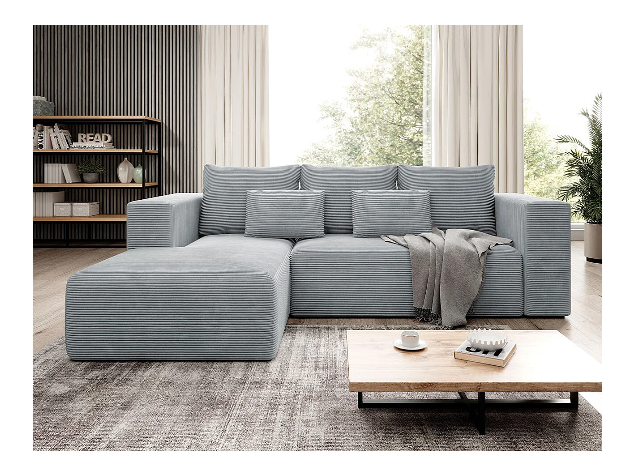 Canapé d'angle Arvada 116, Gris, Fonction de couchage, Boîte de literie, 255x161x91cm