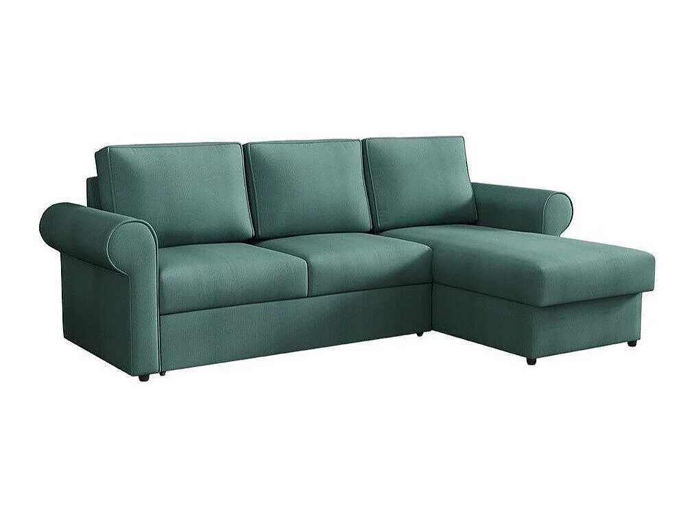 Canapé d'angle Columbus 131, Turquoise, Fonction de couchage