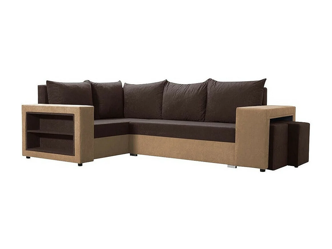 Sofá rinconero Muncie 103, Marrón, Función de descanso, Almacenaje, 250x162x85cm