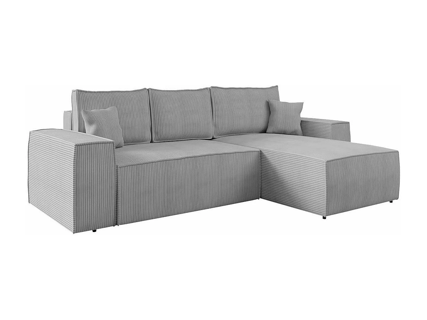 Canapé d'angle Clovis 108, Gris, Fonction de couchage, Boîte de literie, 279x174x94cm