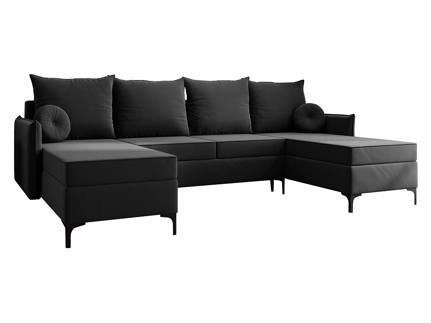 Sofá rinconero Clovis 111, Negro, Función de descanso, Almacenaje