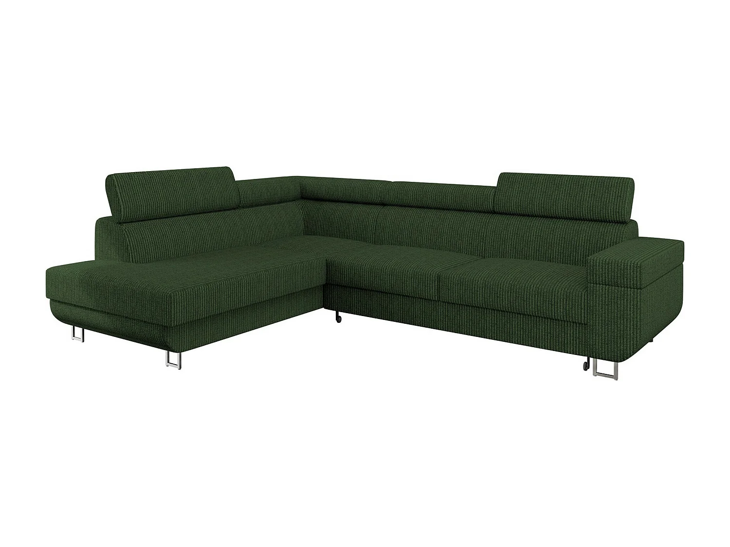 Sofá rinconero Comfivo 306, Verde, Función de descanso, Almacenaje, 253x188x71cm