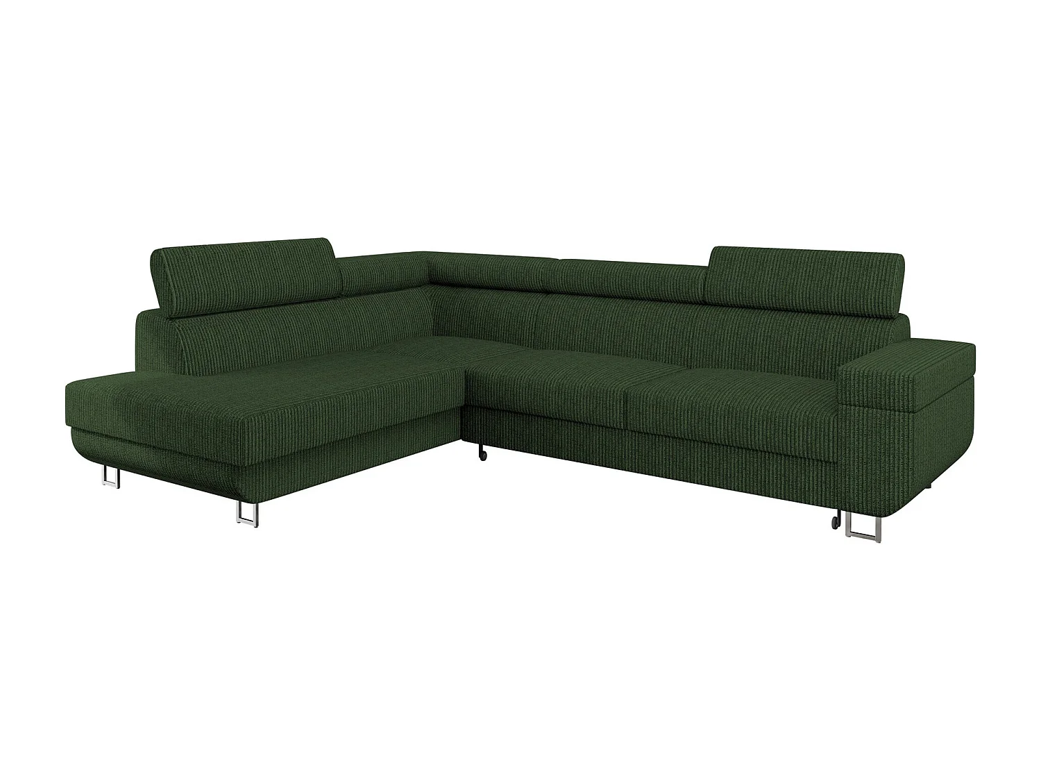 Sofá rinconero Comfivo Liberta, Verde, Función de descanso, Almacenaje, 253x188x71cm