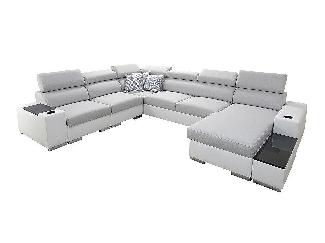 Sofá rinconero Pearland 105, Gris claro, Función de descanso