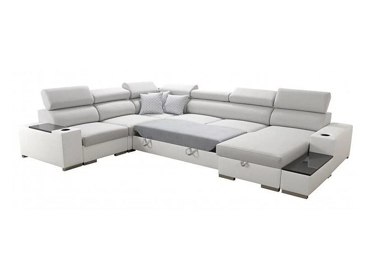 Sofá rinconero Pearland 105, Gris claro, Función de descanso