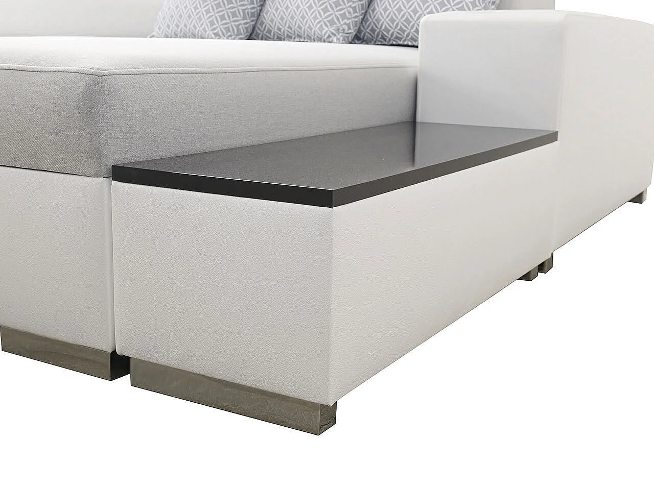 Sofá rinconero Pearland 105, Gris claro, Función de descanso