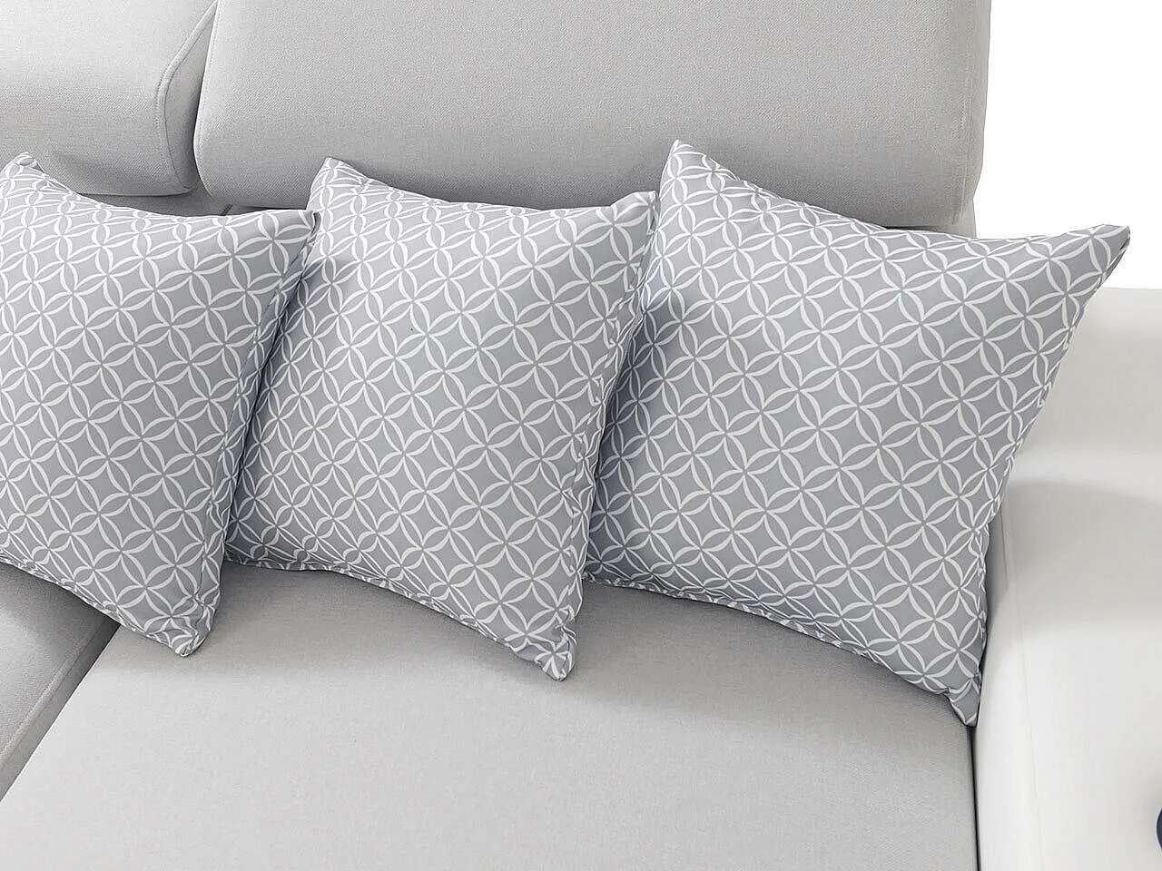 Sofá rinconero Pearland 105, Gris claro, Función de descanso