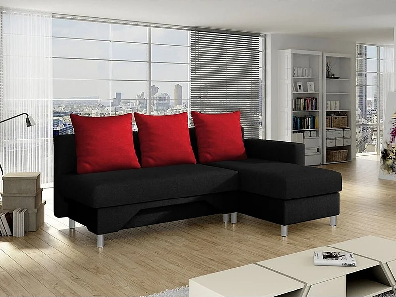 Divano angolare Akron 100, Nero, Con, 215x133x95cm