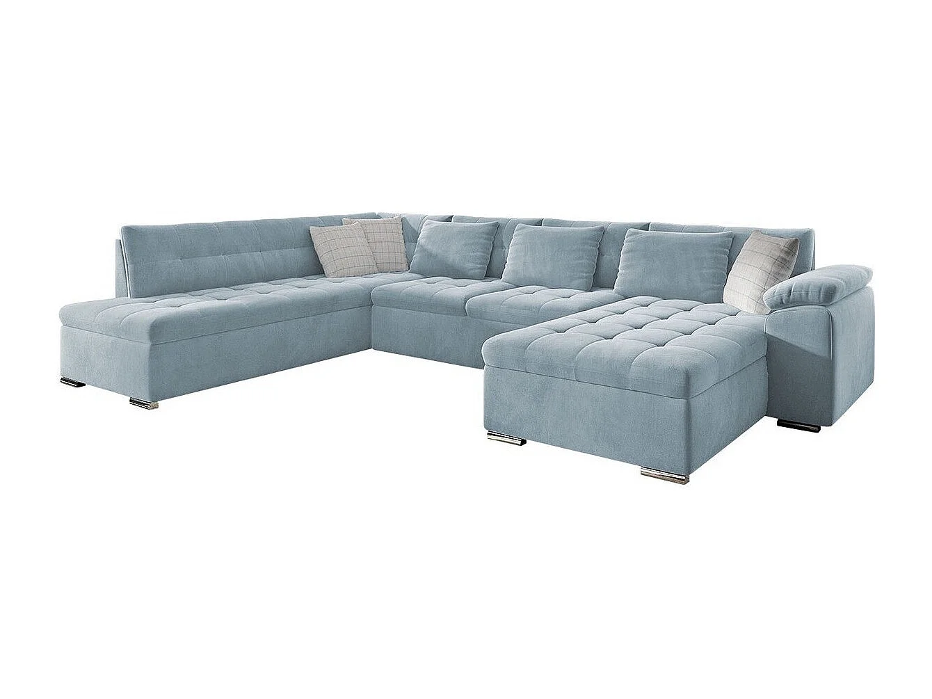 Sofá rinconero Comfivo 114, Azul, Función de descanso, Almacenaje, 348x205x76cm