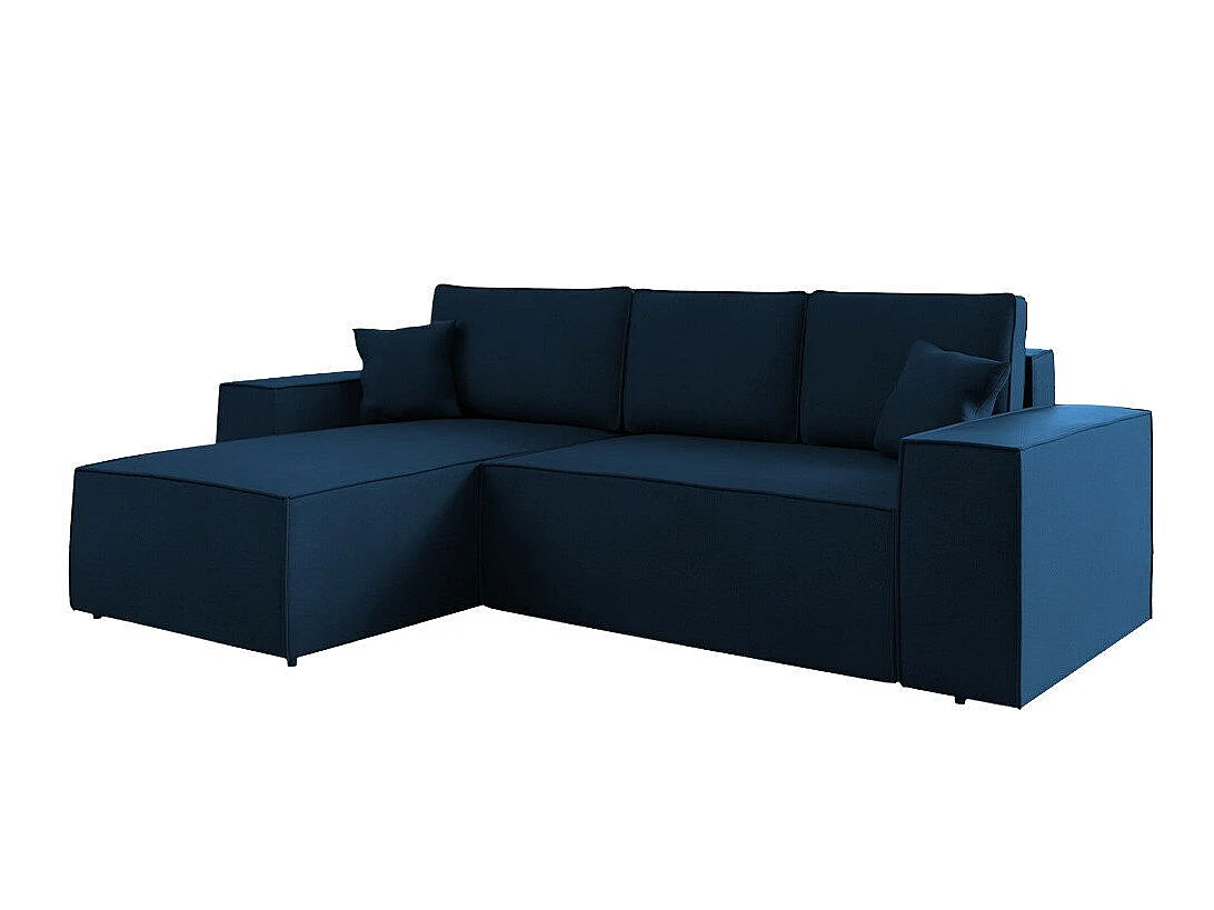 Canapé d'angle convertible 3 places en tissu bleu CLOVIS