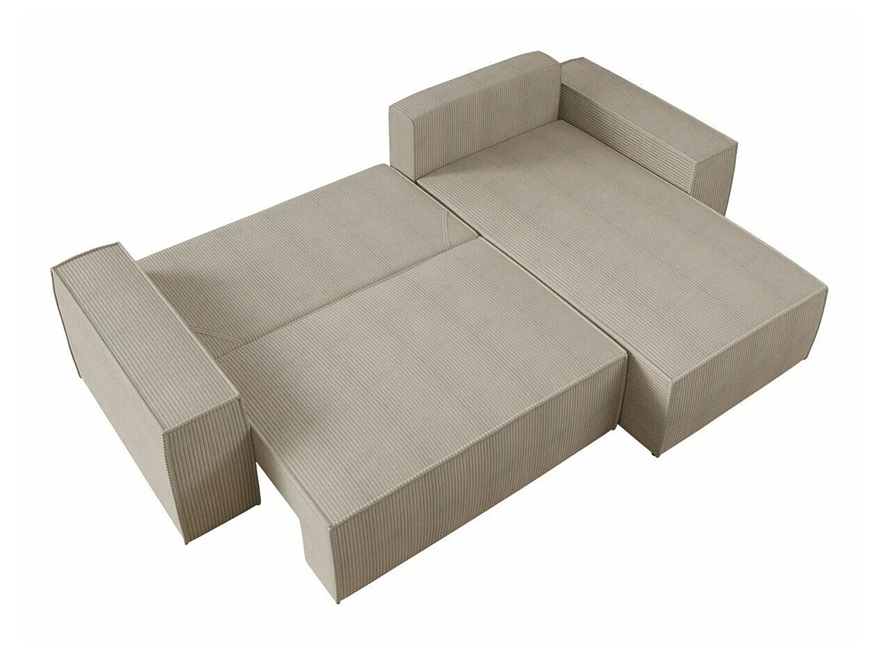 Canapé d'angle convertible 3 places en tissu bleu CLOVIS