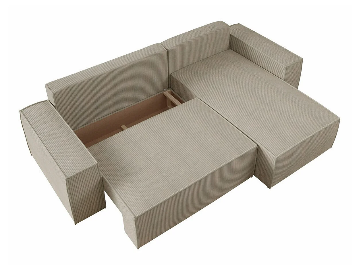 Canapé d'angle convertible 3 places en tissu bleu CLOVIS