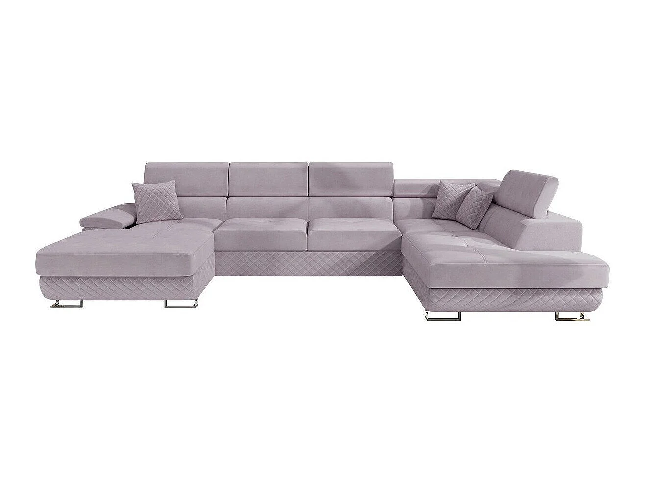 Canapé d'angle convertible 3 places en tissu violet 345x202x71 cm