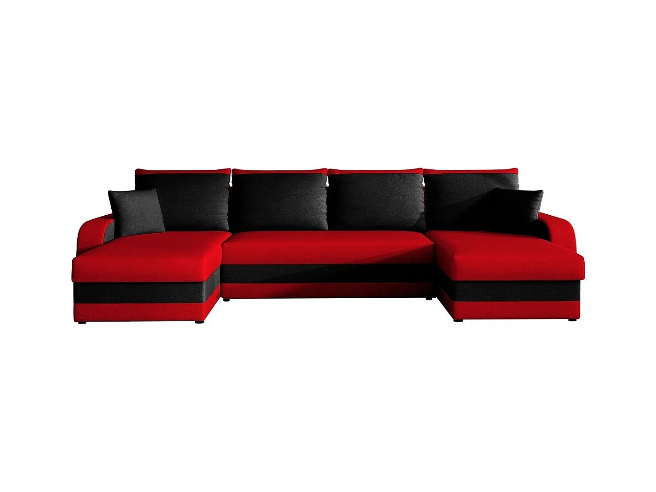 Canapé d'angle Comfivo 233, Rouge, Fonction de couchage, Boîte de literie, 304x140x80cm