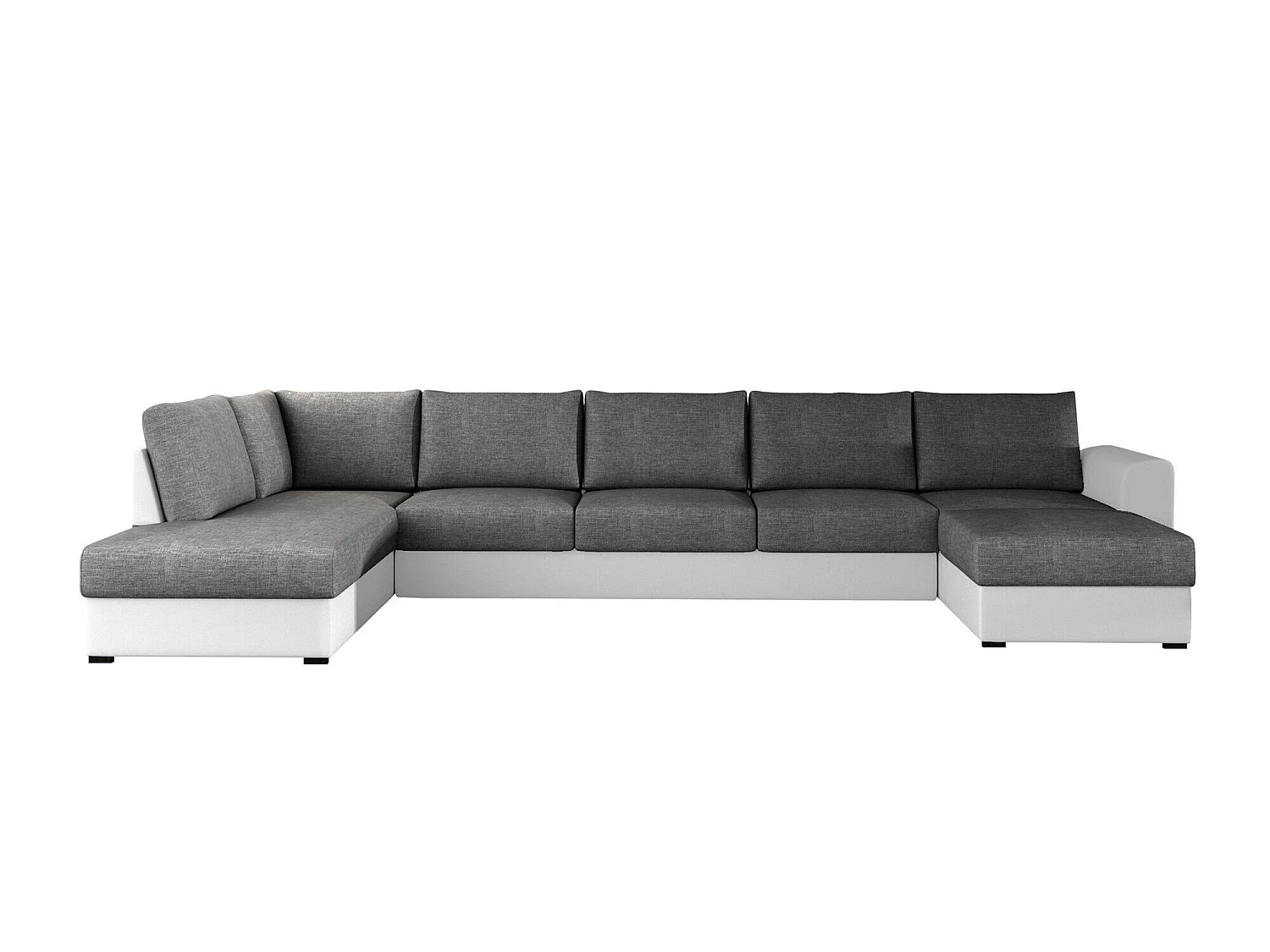 Canapé d'angle convertible 3 places en simili cuir gris