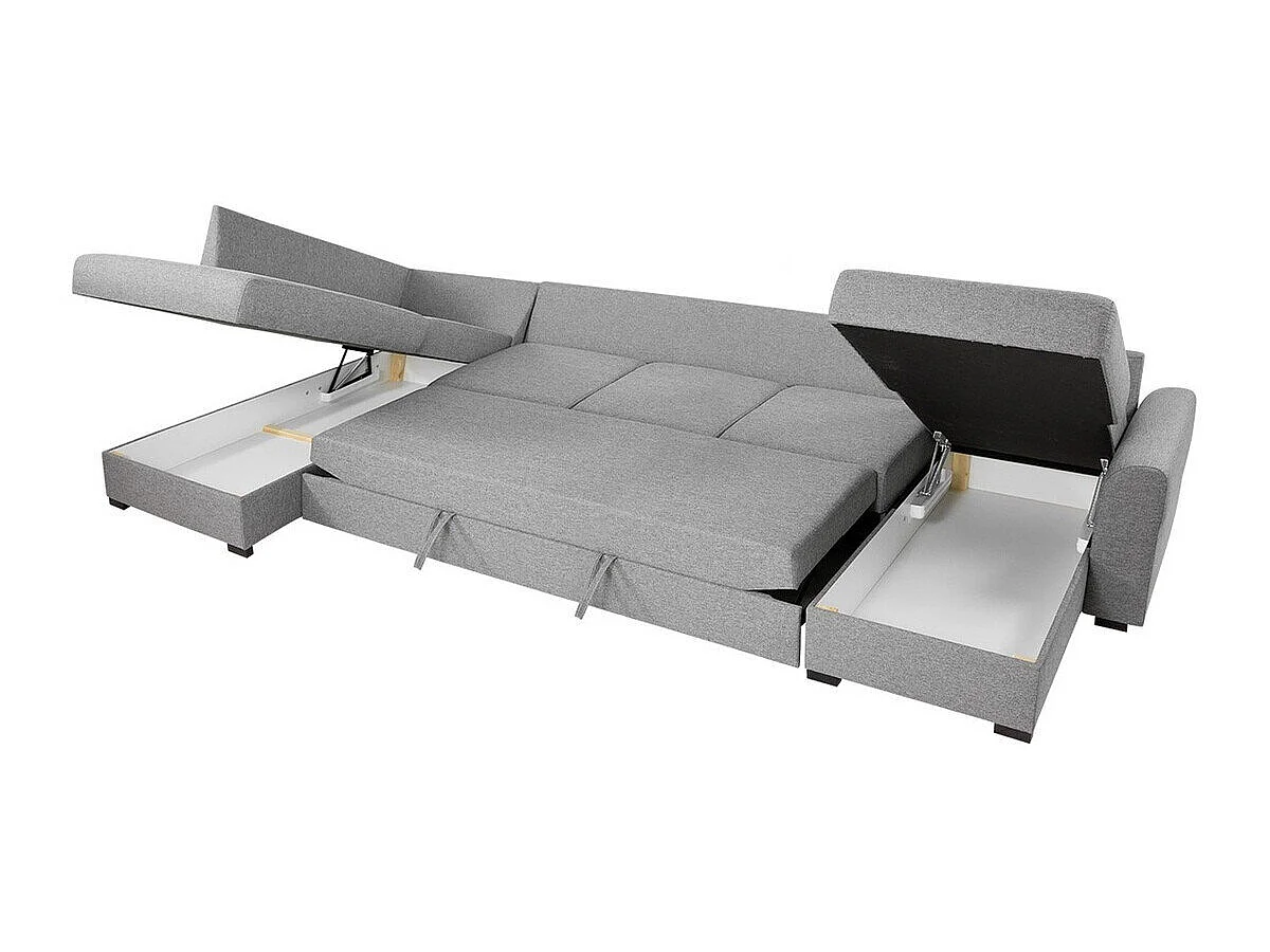 Canapé d'angle convertible 3 places en simili cuir gris