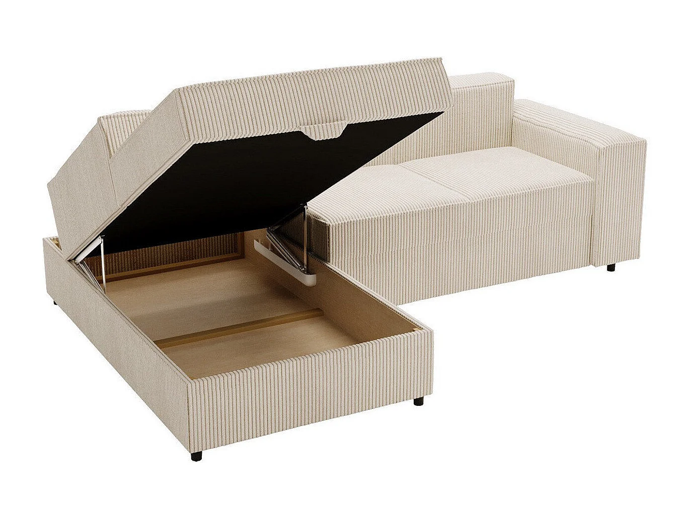 Canapé d'angle Clovis 116, Rose, Fonction de couchage, Boîte de literie, 253x166x79cm