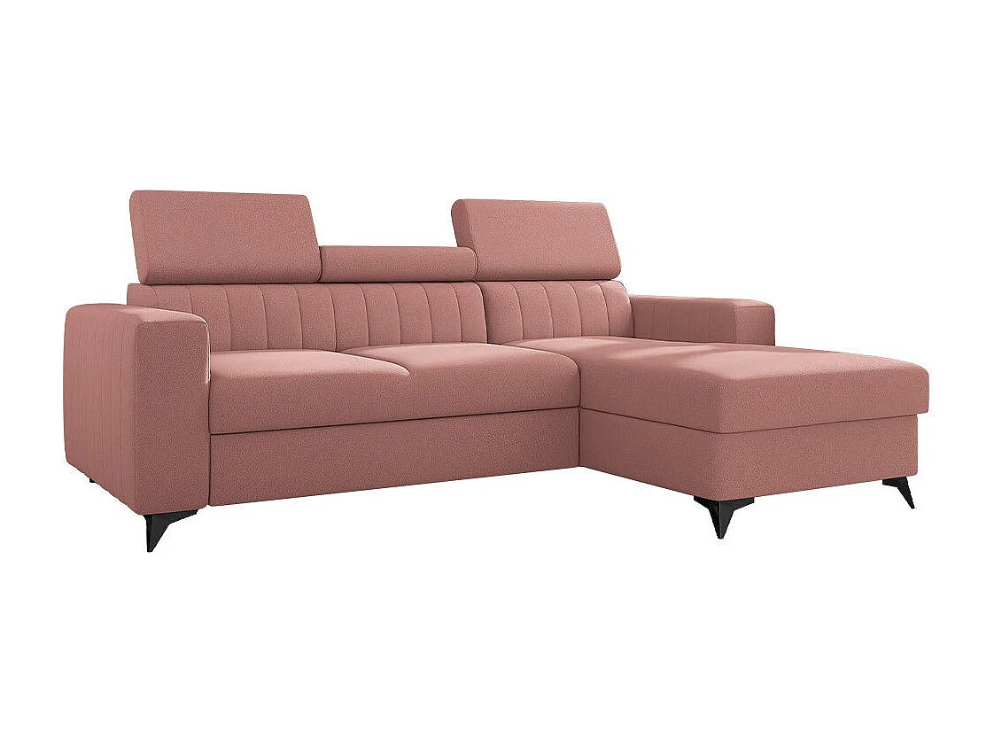 Sofá rinconero Columbus 170, Rosa, Función de descanso, Almacenaje, 236x172x82cm