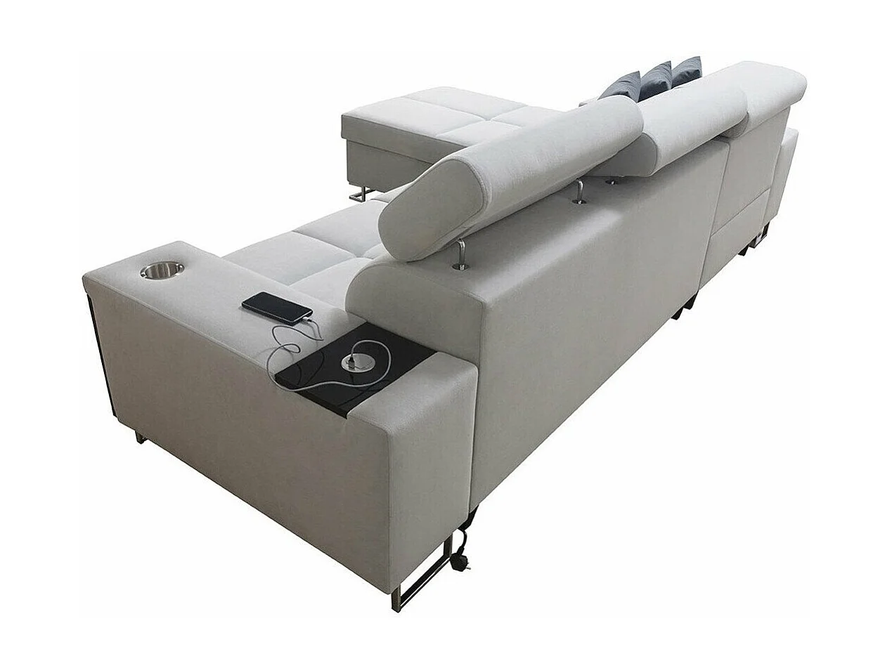 Canapé d'angle Pearland 107, Marron, Fonction de couchage, Boîte de literie, 272x170x84cm